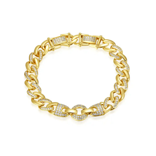 Roundliving Gold-Plated Bracelet with Diamonds